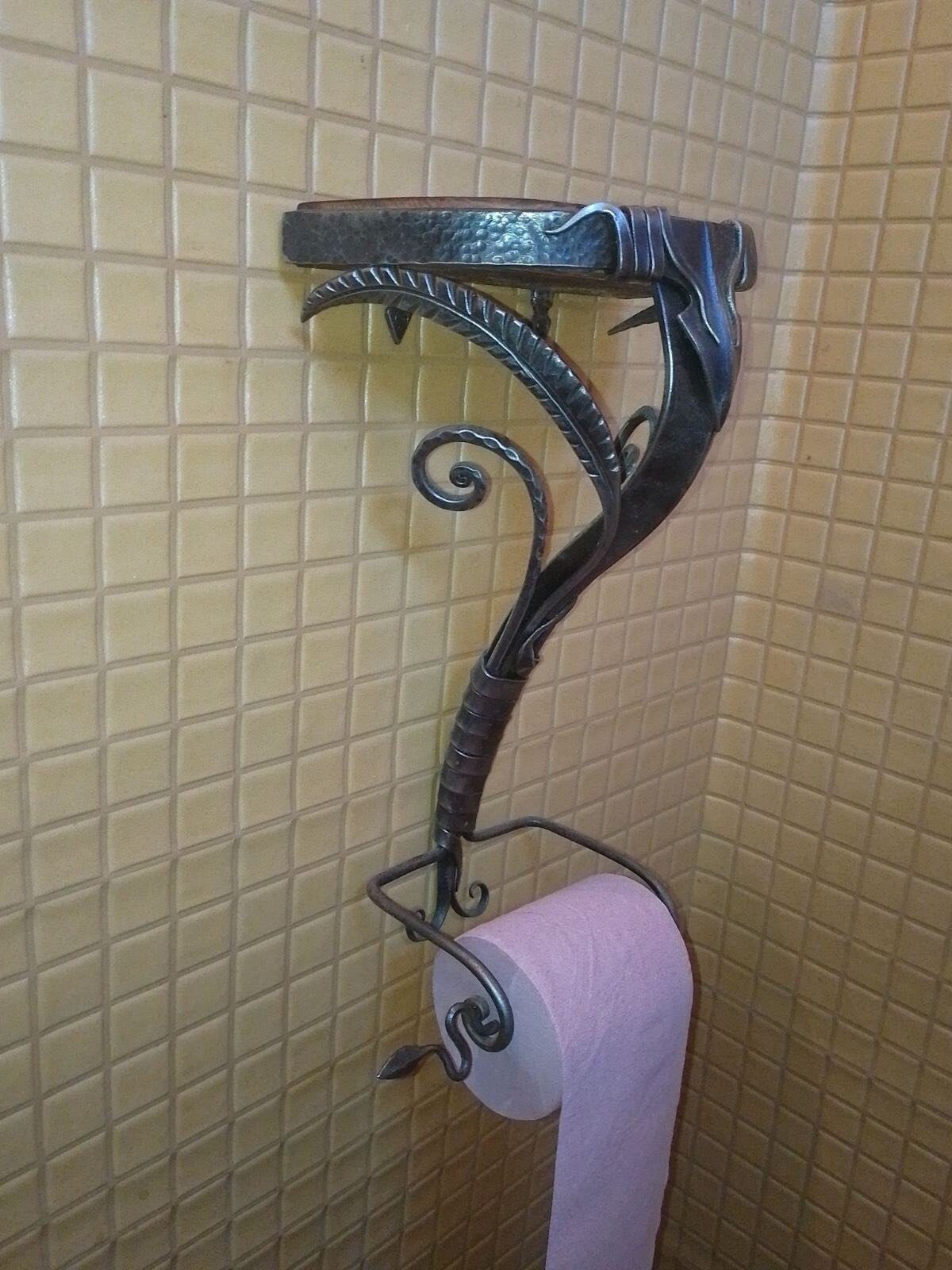 TP holder, toilet paper holder, toilet paper, medieval, bathroom, rack, hook, birthday, Christmas, anniversary, blacksmith, shelf, table