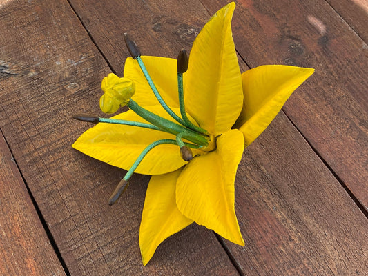 Lily, flower head, bride, hand forged flower, Christmas, Mothers Day, wedding, anniversary, birthday, 11th anniversary, silk flower, party