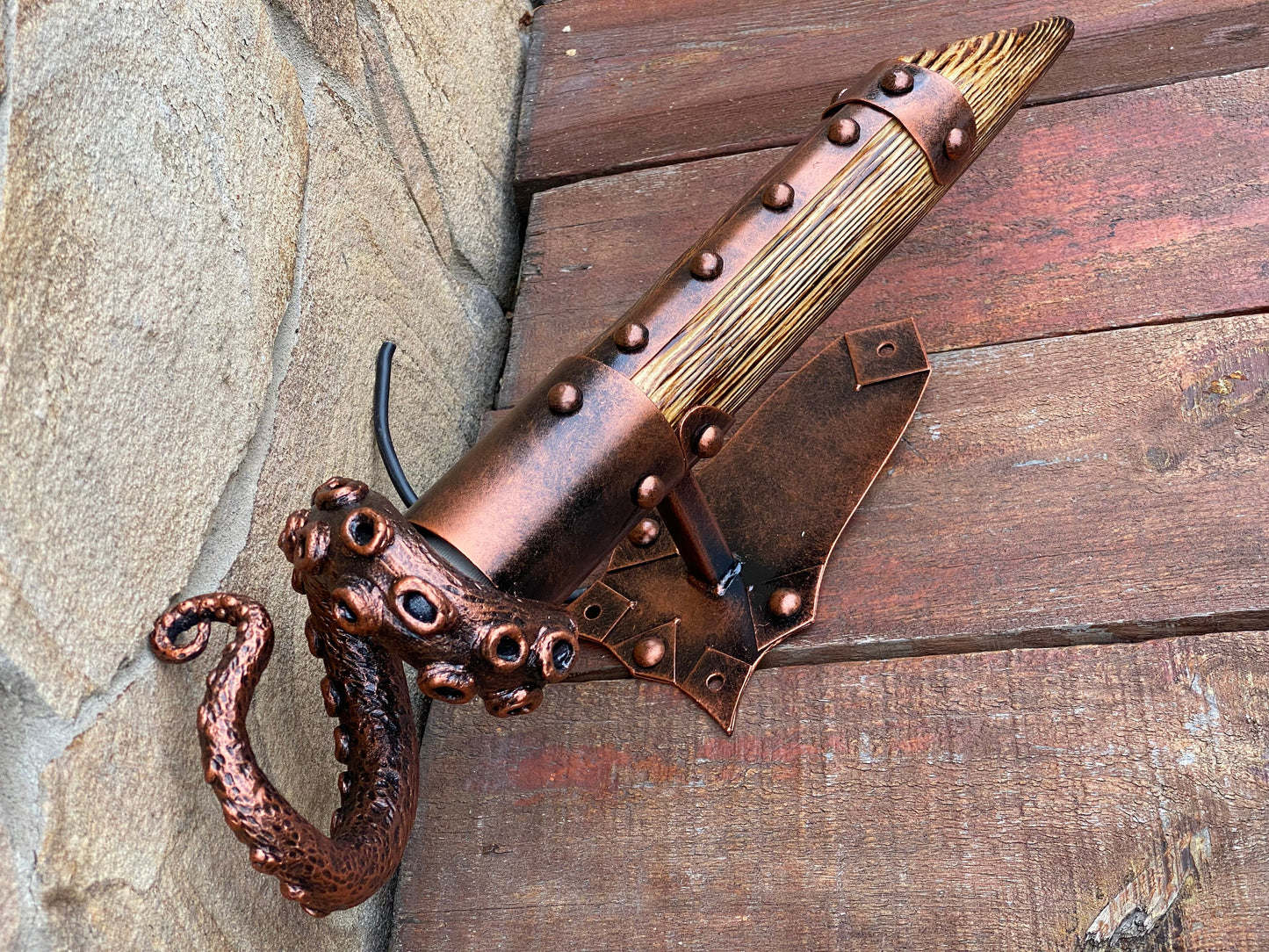 Wall sconce, tentacle, octopus, ocean theme, wedding, coastal decor, medieval, sconce, torch, castle, Christmas, birthday, anniversary, lamp