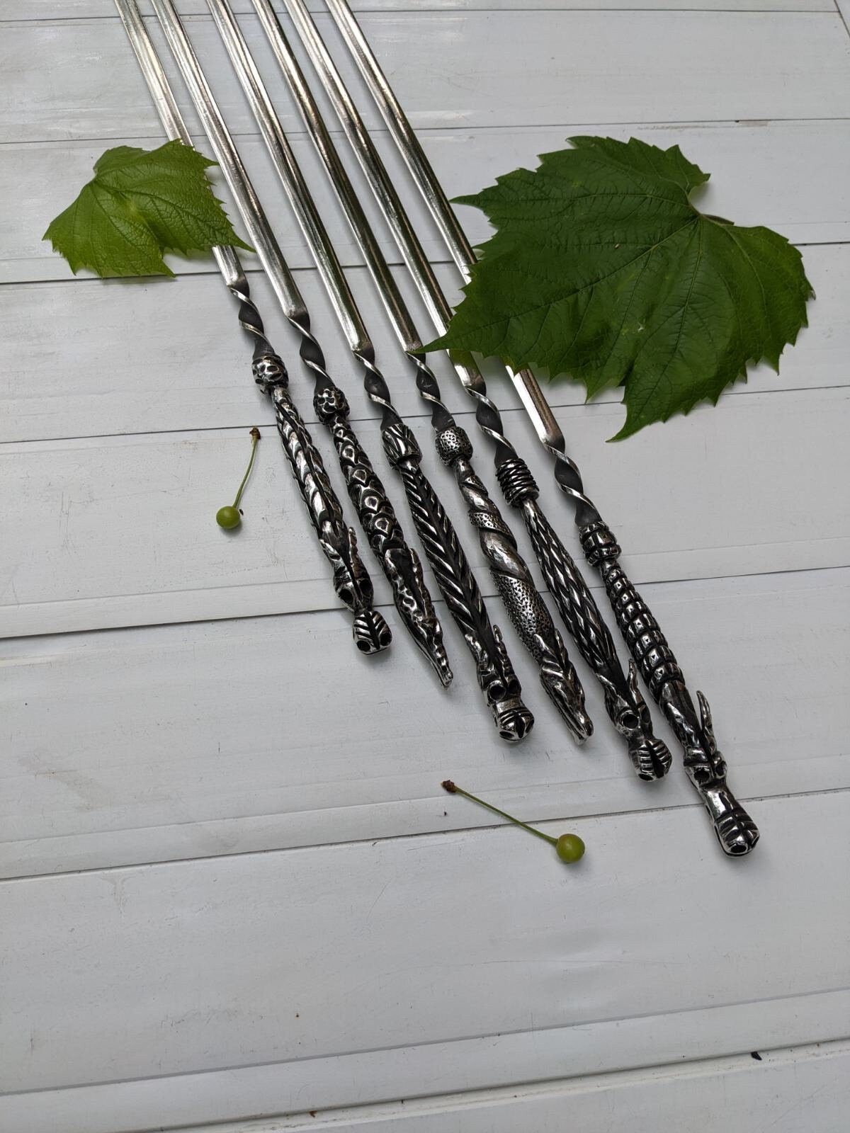 Skewers, 11th anniversary, travelers gifts, stainless steel skewers, dragon, medieval, steel gift, steel anniversary, BBQ, picnic, camping