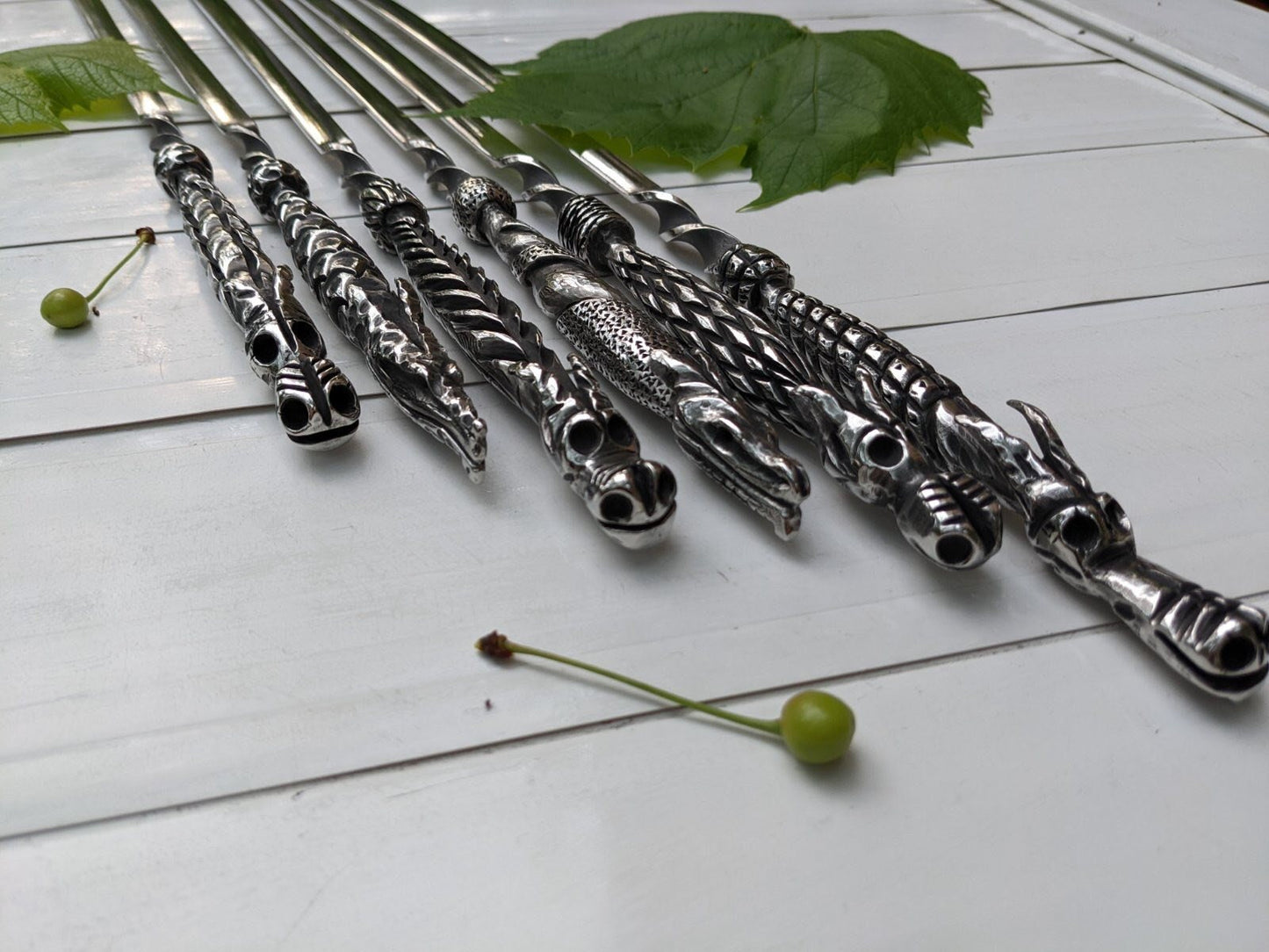 Skewers, 11th anniversary, travelers gifts, stainless steel skewers, dragon, medieval, steel gift, steel anniversary, BBQ, picnic, camping