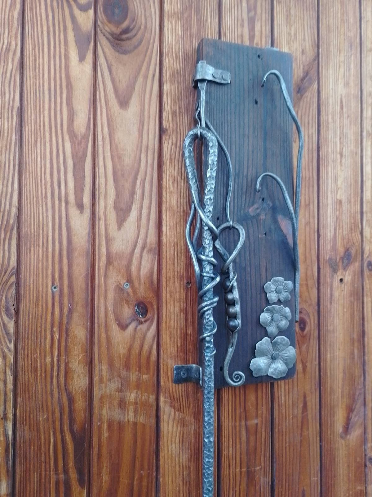 Fire poker, wall hook, fireplace, hook, gift for dad, firewood holder, fire pit, iron gift, 6th anniversary, birthday, Christmas,Fathers Day